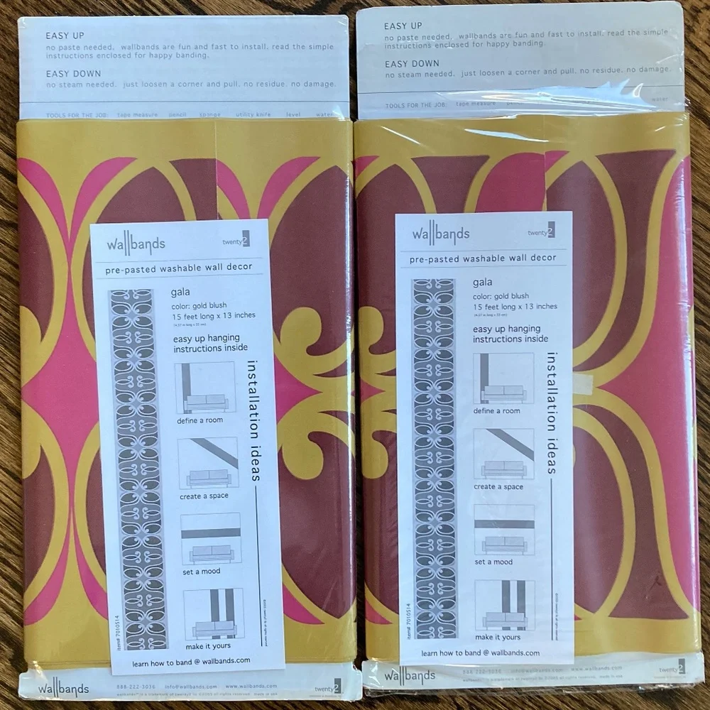 Two Wallbands panels in Gold Blush pattern, 15' L x 13